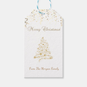 Elegant,Gold Christmas Tree , Confetti Gift Tags
