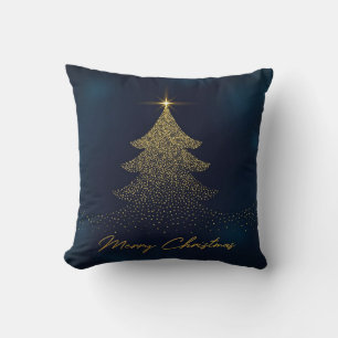 Elegant Gold Christmas Tree Cushion