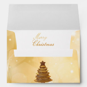 Elegant Gold Christmas Tree Envelope