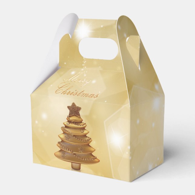 Elegant Gold Christmas Tree Favour Box (Front Side)