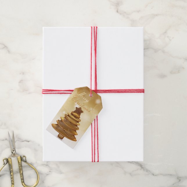 Elegant Gold Christmas Tree Gift Tags (With Twine)