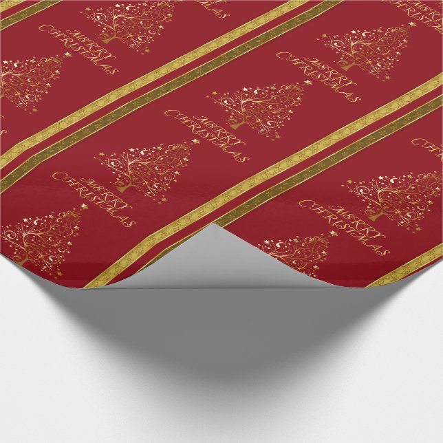 Elegant Gold Christmas tree Gift Wrap (Corner)