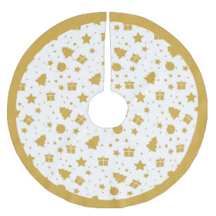 Elegant Gold Christmas Tree Gifts Brushed Polyester Tree Skirt