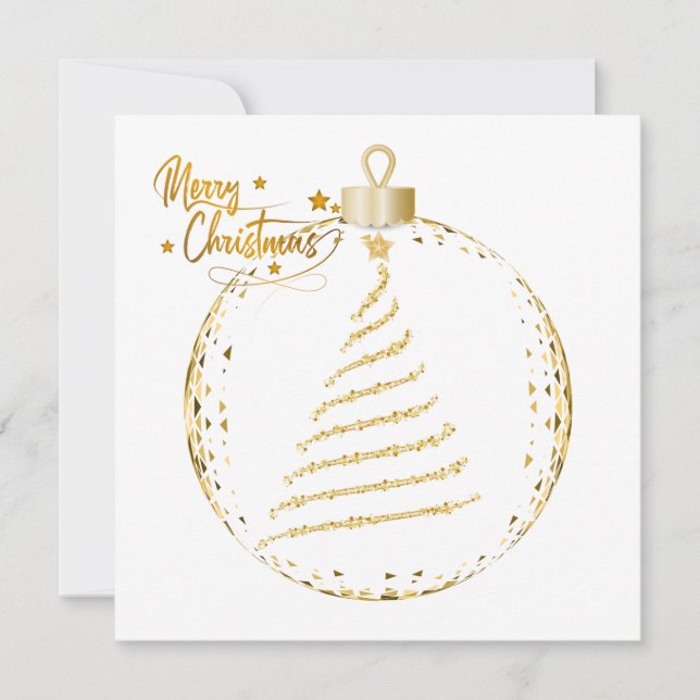 Elegant Gold Christmas Tree Greeting Card (Front)