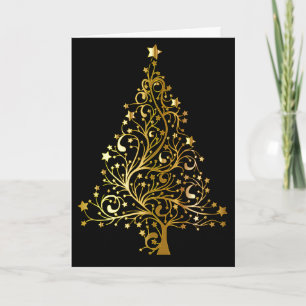 Elegant Gold Christmas Tree Holiday Card