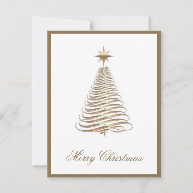 Elegant Gold Christmas Tree Holiday Chirstmas Card (Front)