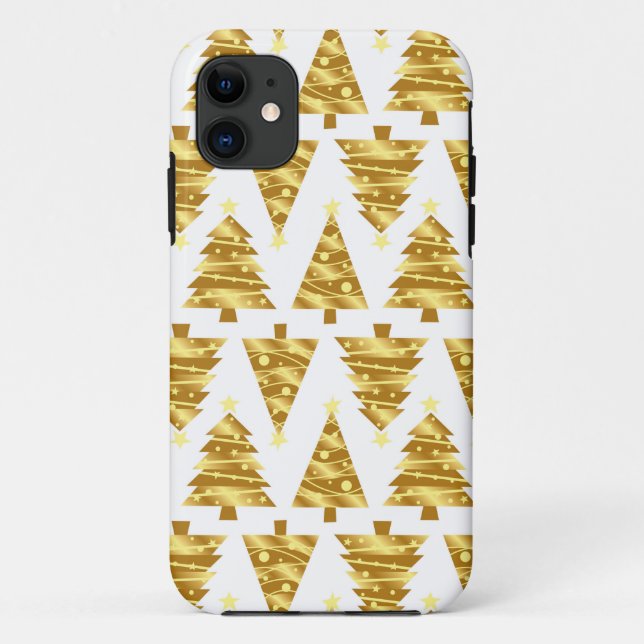 Elegant Gold Christmas Tree iPhone Case (Back)