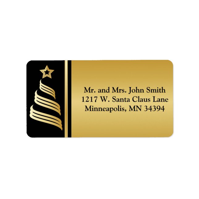 Elegant Gold Christmas Tree Label (Front)