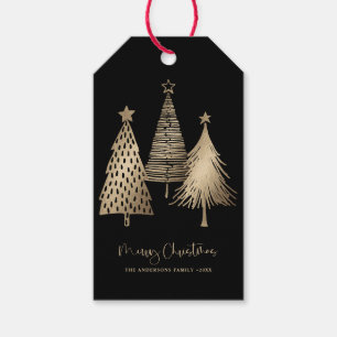Elegant Gold Christmas Tree Merry Christmas  Gift Tags