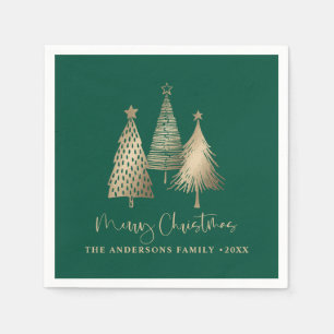 Elegant Gold Christmas Tree Merry Christmas  Napkin