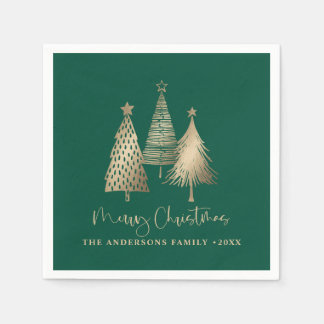 Elegant Gold Christmas Tree Merry Christmas  Napkin