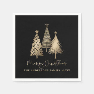Elegant Gold Christmas Tree Merry Christmas  Napkin