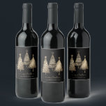 Elegant Gold Christmas Tree Merry Christmas  Wine Label<br><div class="desc">Elegant Gold Christmas Tree Merry Christmas Wine Label</div>