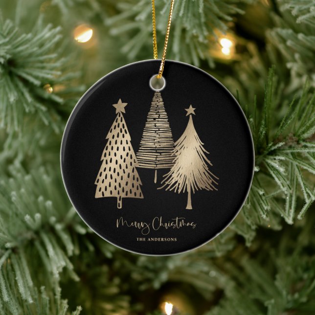 Elegant Gold Christmas Tree Non Photo  Ceramic Tree Decoration (Tree)