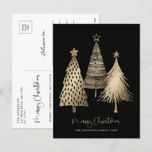 Elegant Gold Christmas Tree Non Photo  Holiday Postcard