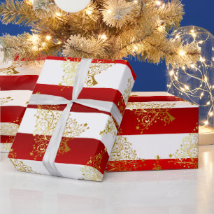 Elegant Gold Christmas Tree Pattern Wrapping Paper