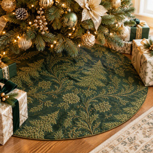 Elegant Gold Christmas Tree Tapestry  Brushed Polyester Tree Skirt
