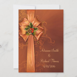 Elegant Gold Christmas Wedding Invitation