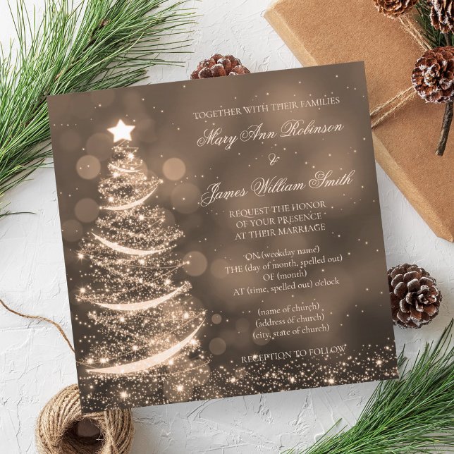 Elegant Gold Christmas Wedding Invitation (Elegant Gold Christmas Wedding Invitation)