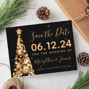 Elegant Gold Christmas Wedding Save The Date Announcement Postcard
