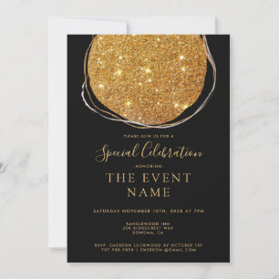 Elegant Gold Circle Black Chic Invitation