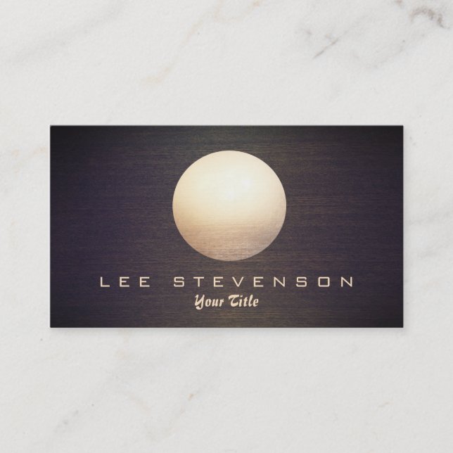 Elegant Gold Circle Sphere Wood Look Simple Modern Business Card (Front)