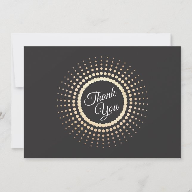 Elegant Gold Circles Black Thank You (Front)