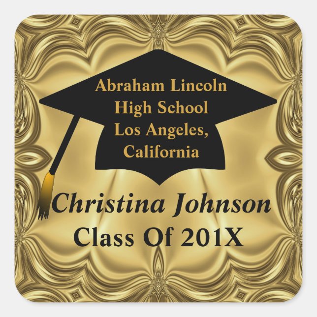 Elegant Gold Class Of 2013 Graduation Stickers (Front)