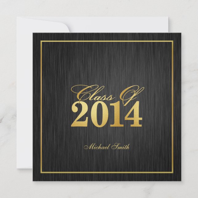 Elegant "Gold" Class of 2014 Graduation Invitation (Front)