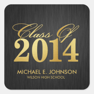 Elegant "Gold" Class of 2014 Graduation Square Sticker