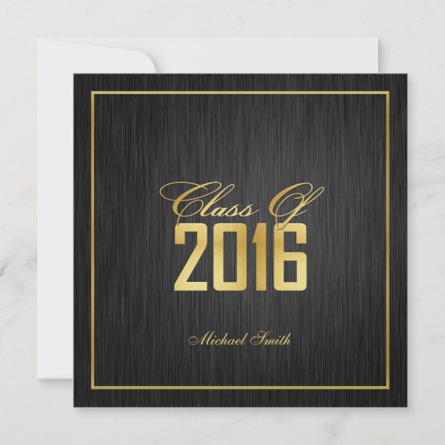 Elegant "Gold" Class of 2016 Graduation Invitation (Front)