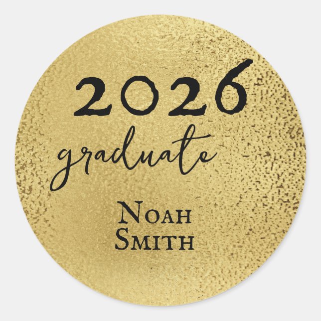Elegant Gold Class of 2023 Graduation Classic Round Sticker (Front)