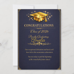 Elegant Gold Class of 2026 Graduation Holiday Card
