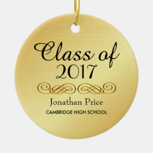 Elegant Gold Class of Graduation Christmas Ceramic Tree Decoration