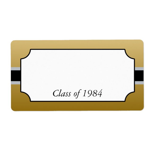 Elegant Gold Class Reunion Name Tag Labels (Front)