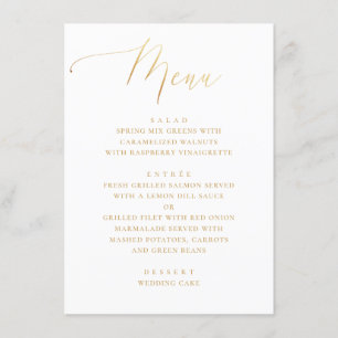 Elegant gold classic formal wedding. Simple script Menu
