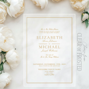 Elegant Gold Classic Script Wedding Acrylic Invitations