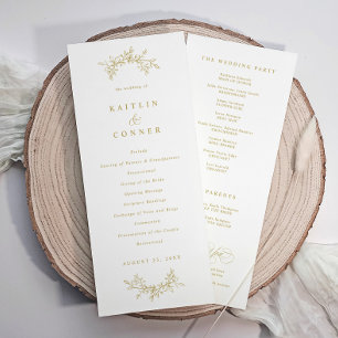 Elegant Gold Classic Vintage Wedding Programs Programme