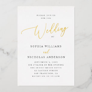 Elegant gold classic wedding. Formal simple script