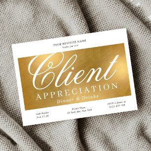 Elegant Gold Client Appreciation Business Dinner Invitation