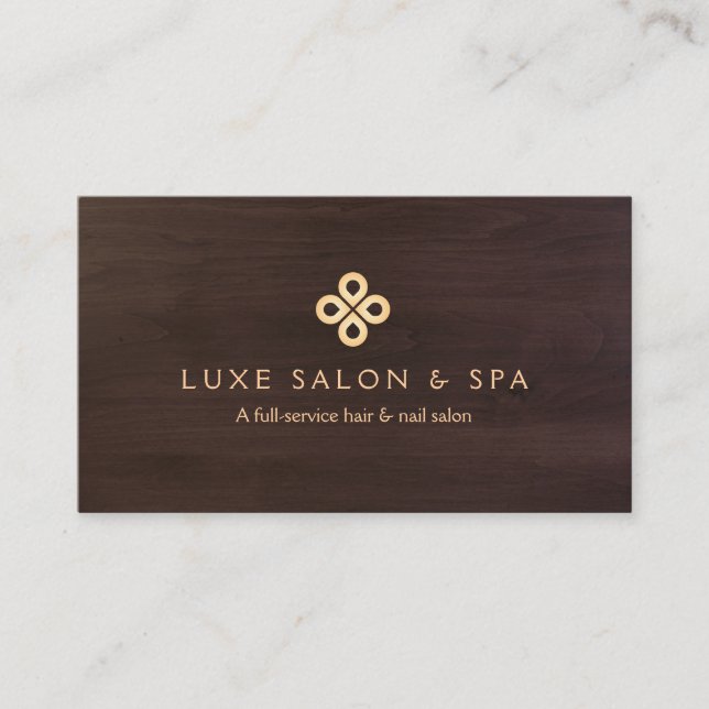 ELEGANT GOLD CLOVER LOGO for Salon, Spa Business Card (Front)