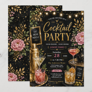 Elegant Gold Cocktail Celebration Invitation