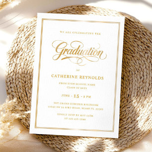 Elegant Gold College Graduation Party Invitation