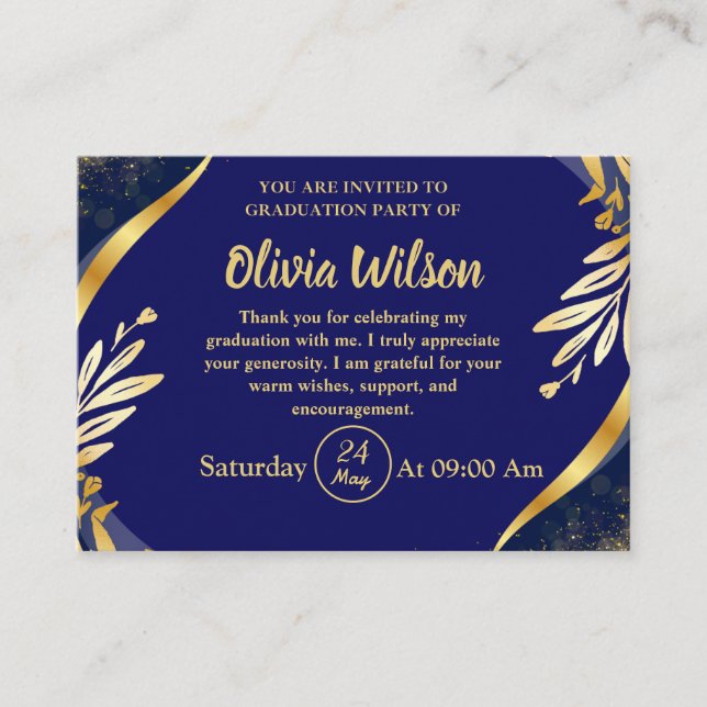 Elegant Gold College Graduation Party Invitation (Front)