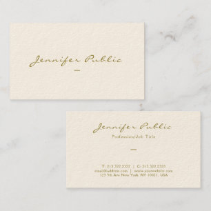 Elegant Gold Color Script Luxury Signature Cream Business Card