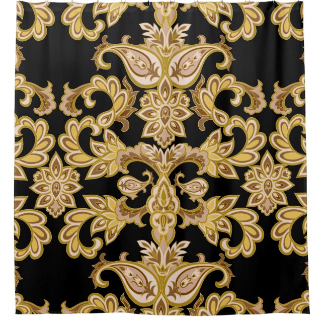 Elegant Gold Colored Bathroom Shower Curtains (Front)