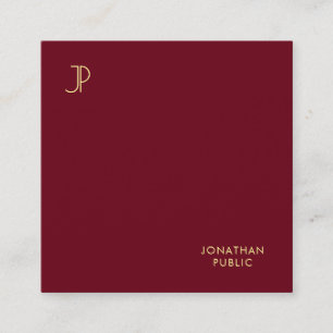 Elegant Gold Colour Monogram Luxe Premium Silk Square Business Card