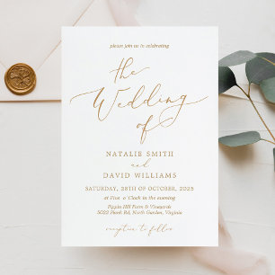 Elegant Gold Colour Script Wedding Invitation