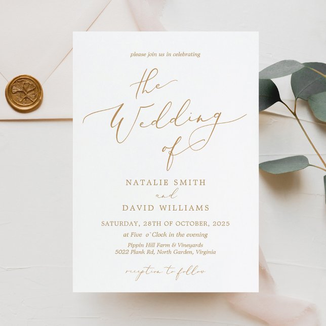Elegant Gold Colour Script Wedding Invitation (Creator Uploaded)
