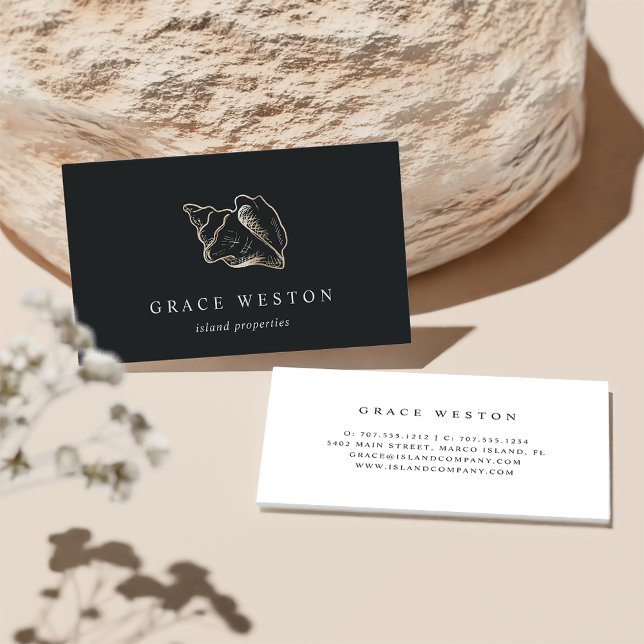 Elegant Gold Conch Shell Business Card (Creator Uploaded)